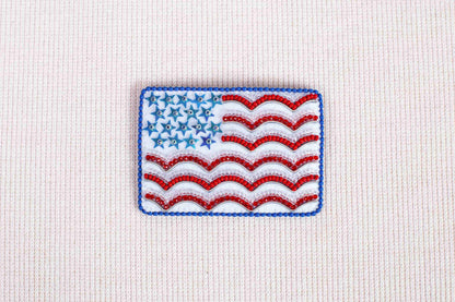 American Flag - Readymade Beaded Brooch