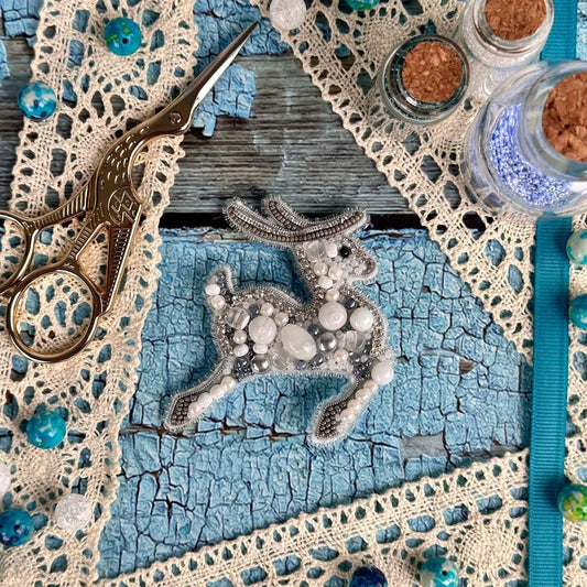Christmas Deer - Readymade Beaded Brooch