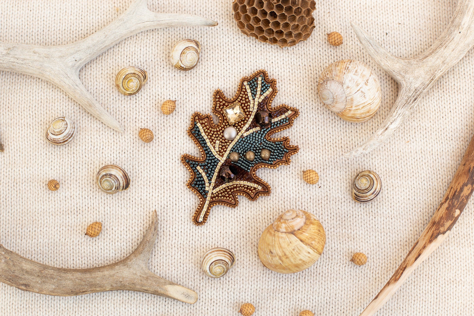 a close up of a deer antler and other items