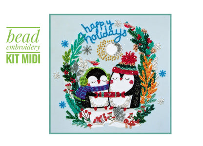DIY Christmas Penguins Bead Embroidery Kit: Beginner Xmas Decor