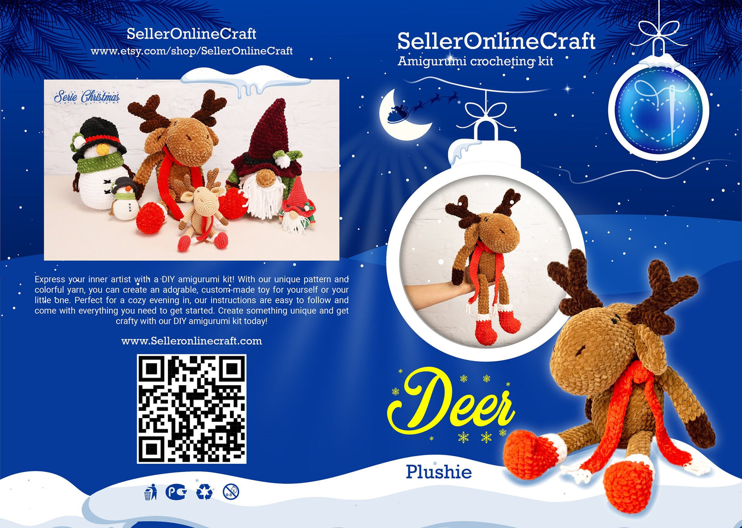 Crochet Christmas Reindeer - Amigurumi PDF Pattern