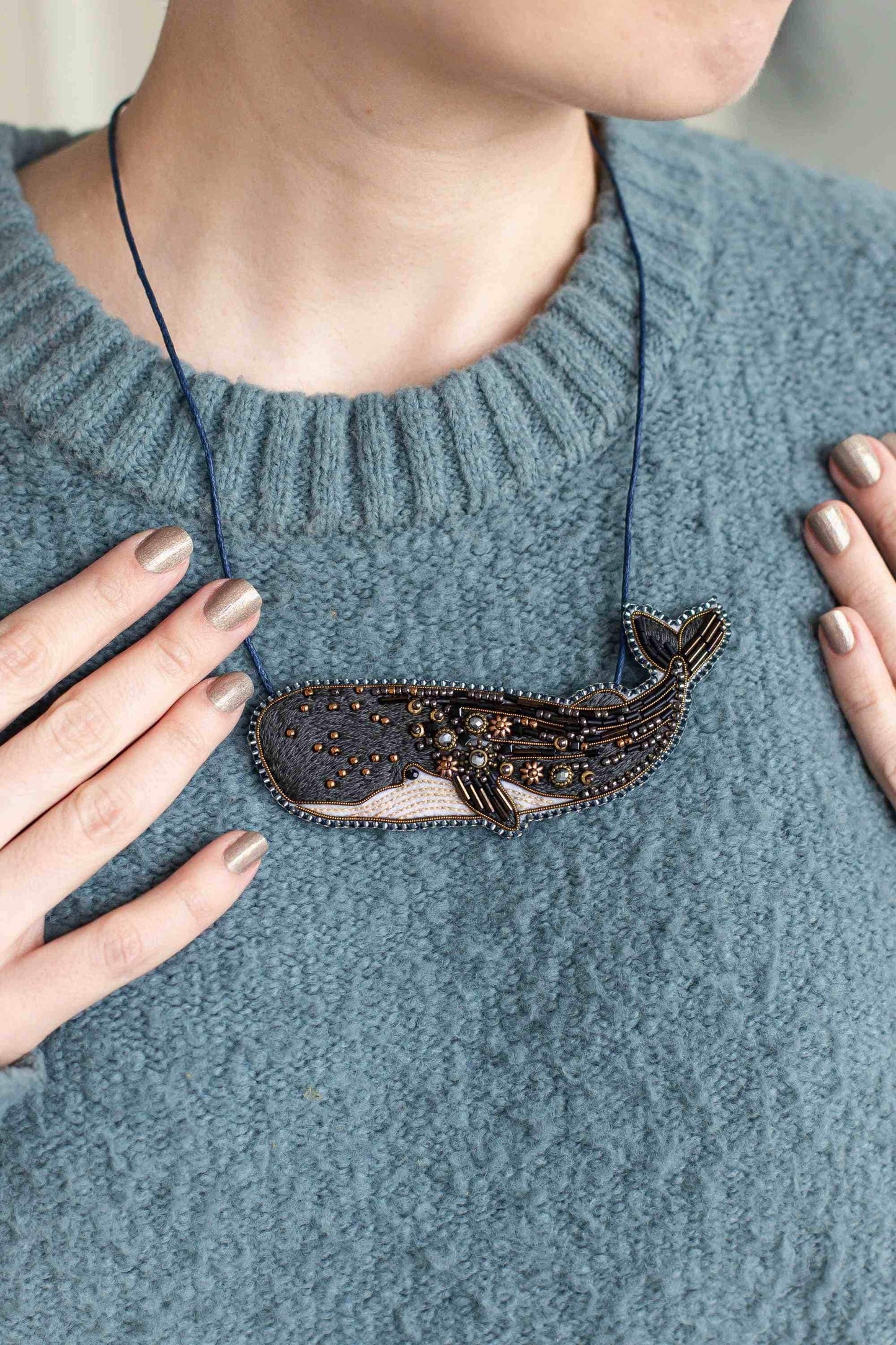 Whale - Readymade Beaded Brooch