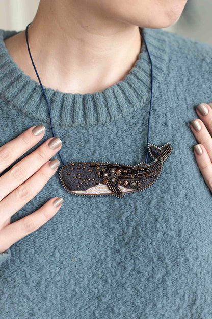 Whale - Readymade Beaded Brooch