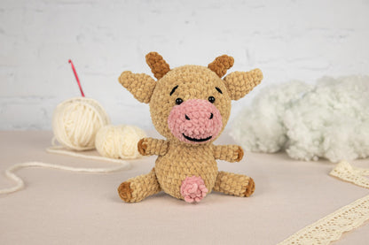 Crochet Cow Plushie - Amigurumi Toys Readymade