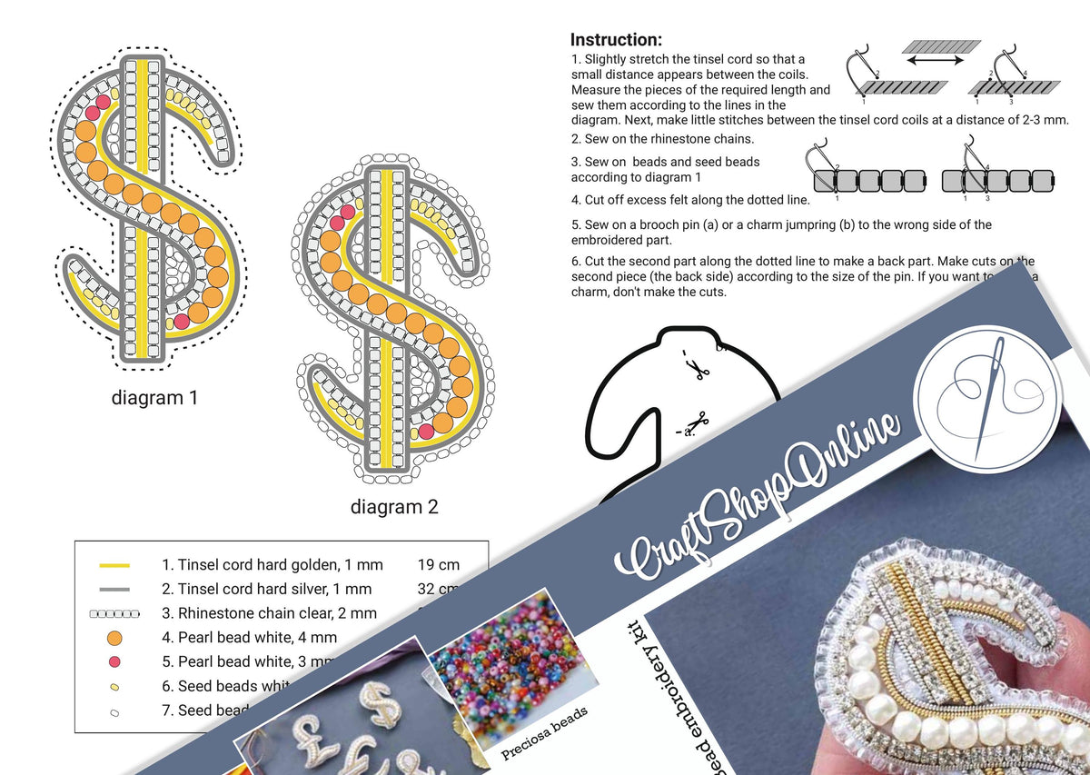 The image is a collage of various craft-related images, including a diagram with instructions for creating beaded designs, a close-up of a hand holding a beaded item, and a close-up of a beaded item. The collage also includes images of different types of beads and materials used in crafting projects.