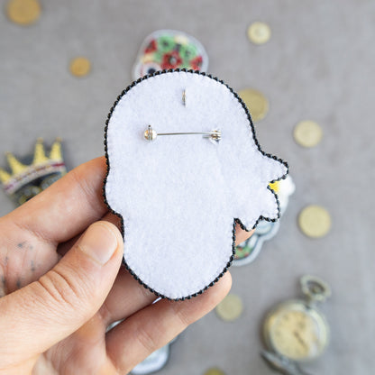 Skull with Rose - Readymade Beaded Brooch