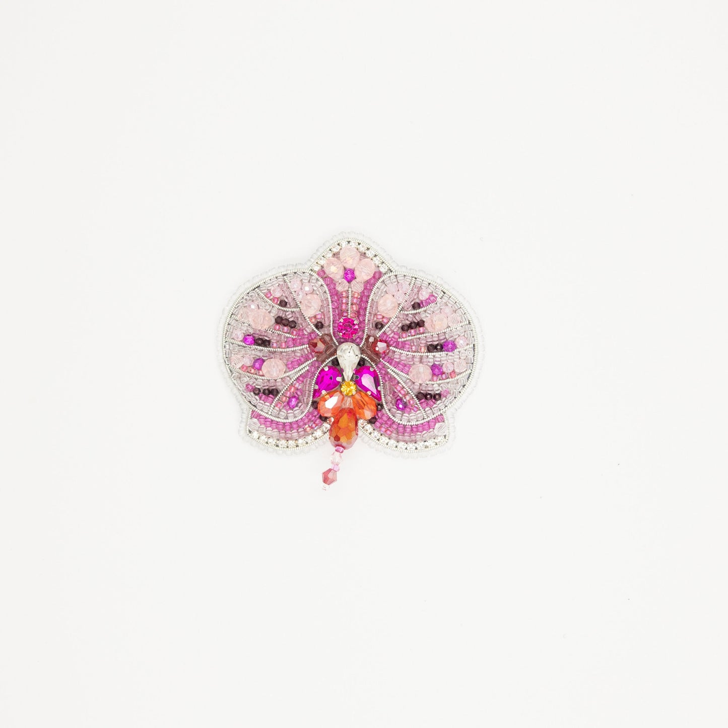 Pink Orchid - Readymade Beaded Brooch