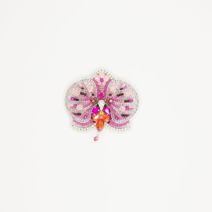 Pink Orchid - Readymade Beaded Brooch