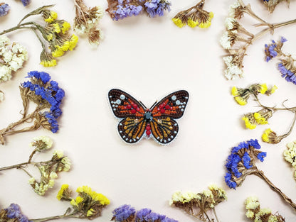 a picture of a butterfly surrounded by flowers