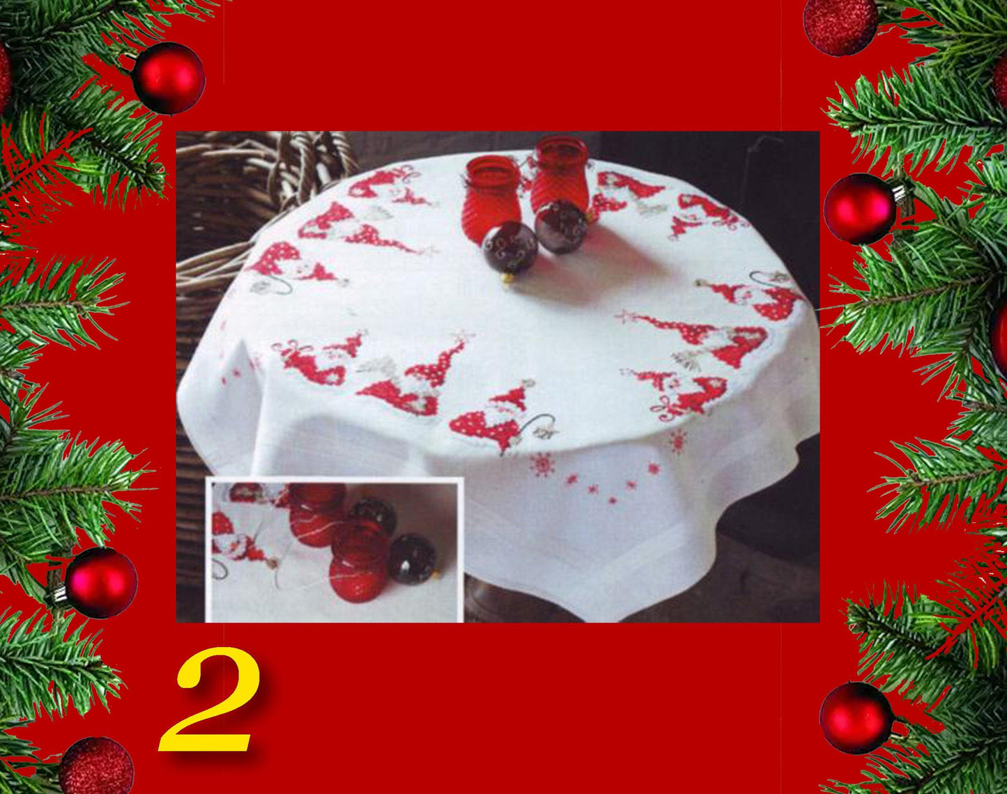 Christmas Gnomes Table Topper Cross stitch Embroidery DIY Kits