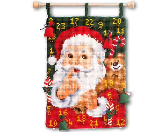Santa Advent Calendar Cross Stitch Kit: Christmas Countdown DIY
