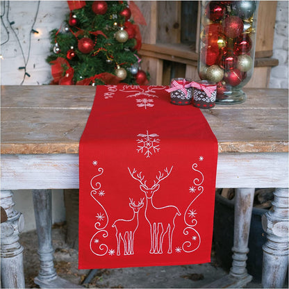 Christmas Table Runner DIY Embroidery Kit: Reindeer Pattern