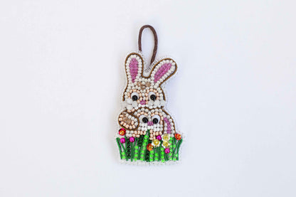 Easter Rabbit - Readymade Beaded Brooch