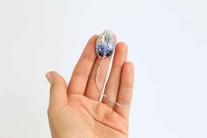 Blue Flower - Readymade Beaded Brooch