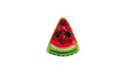 Watermelon Fruit - Readymade Beaded Brooch