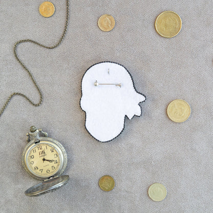 Skull with Rose - Readymade Beaded Brooch