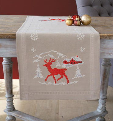Christmas Table Runner Cross stitch Embroidery DIY Kits