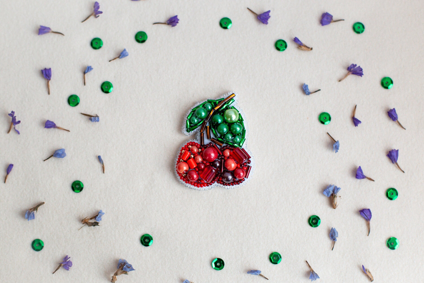 Cherry - Readymade Beaded Brooch