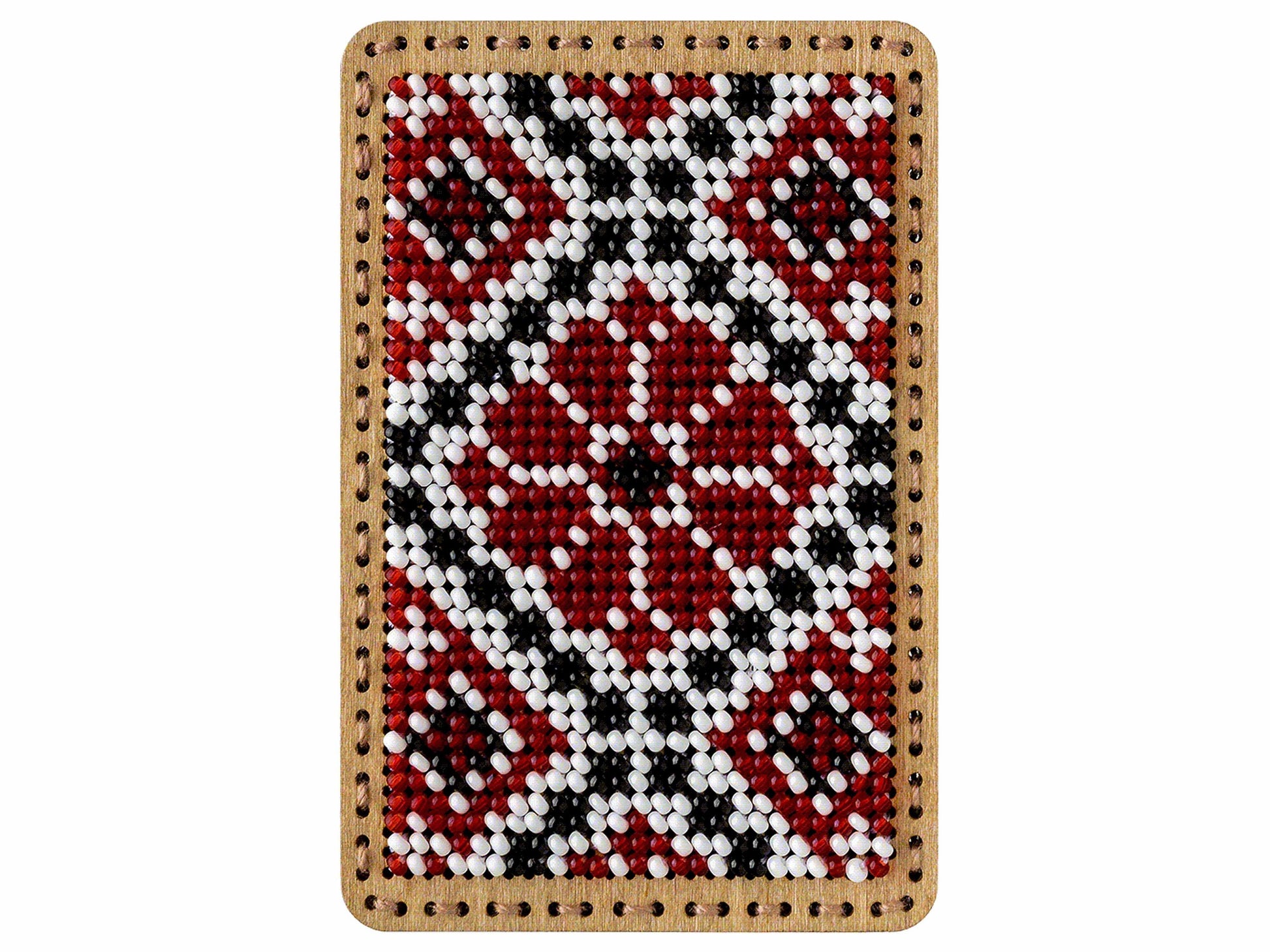 a red and black beaded phone case