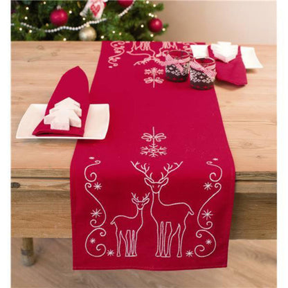 Christmas Table Runner DIY Embroidery Kit: Reindeer Pattern