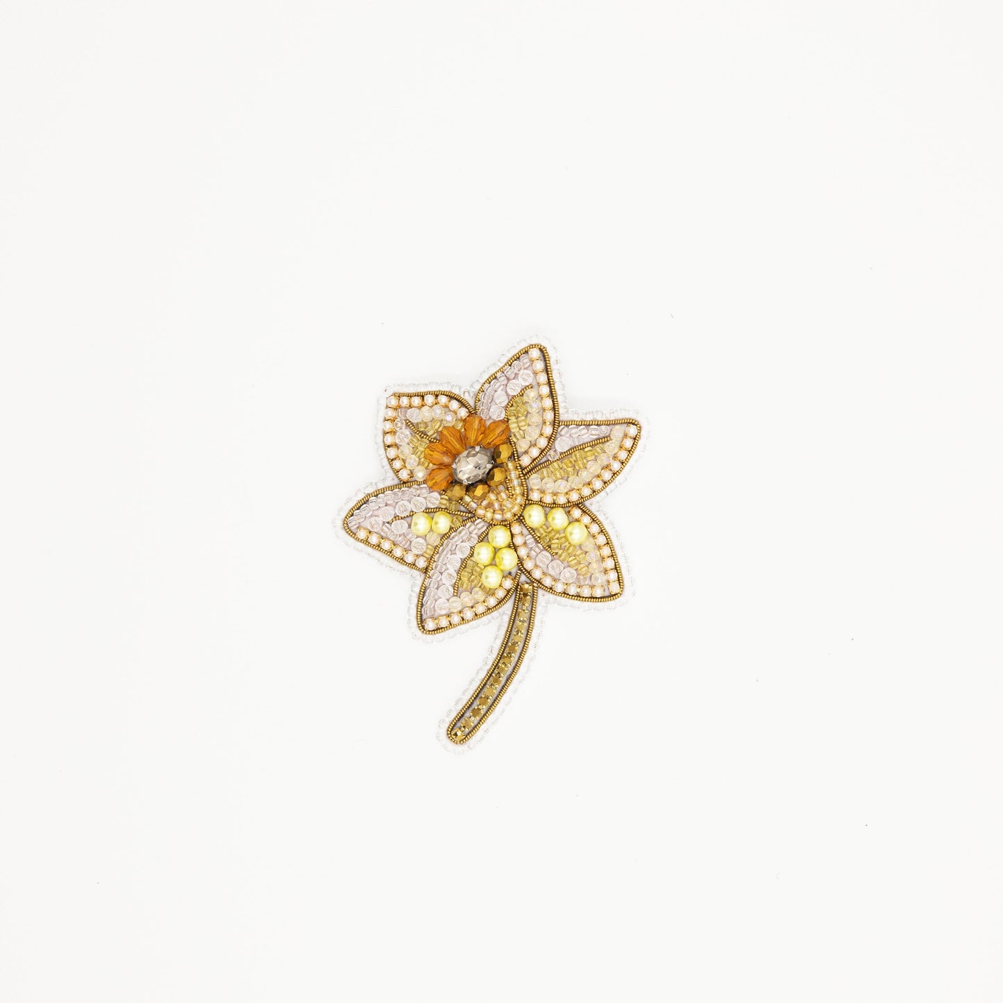 Narcissus Flower - Readymade Beaded Brooch