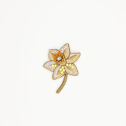 Narcissus Flower - Readymade Beaded Brooch