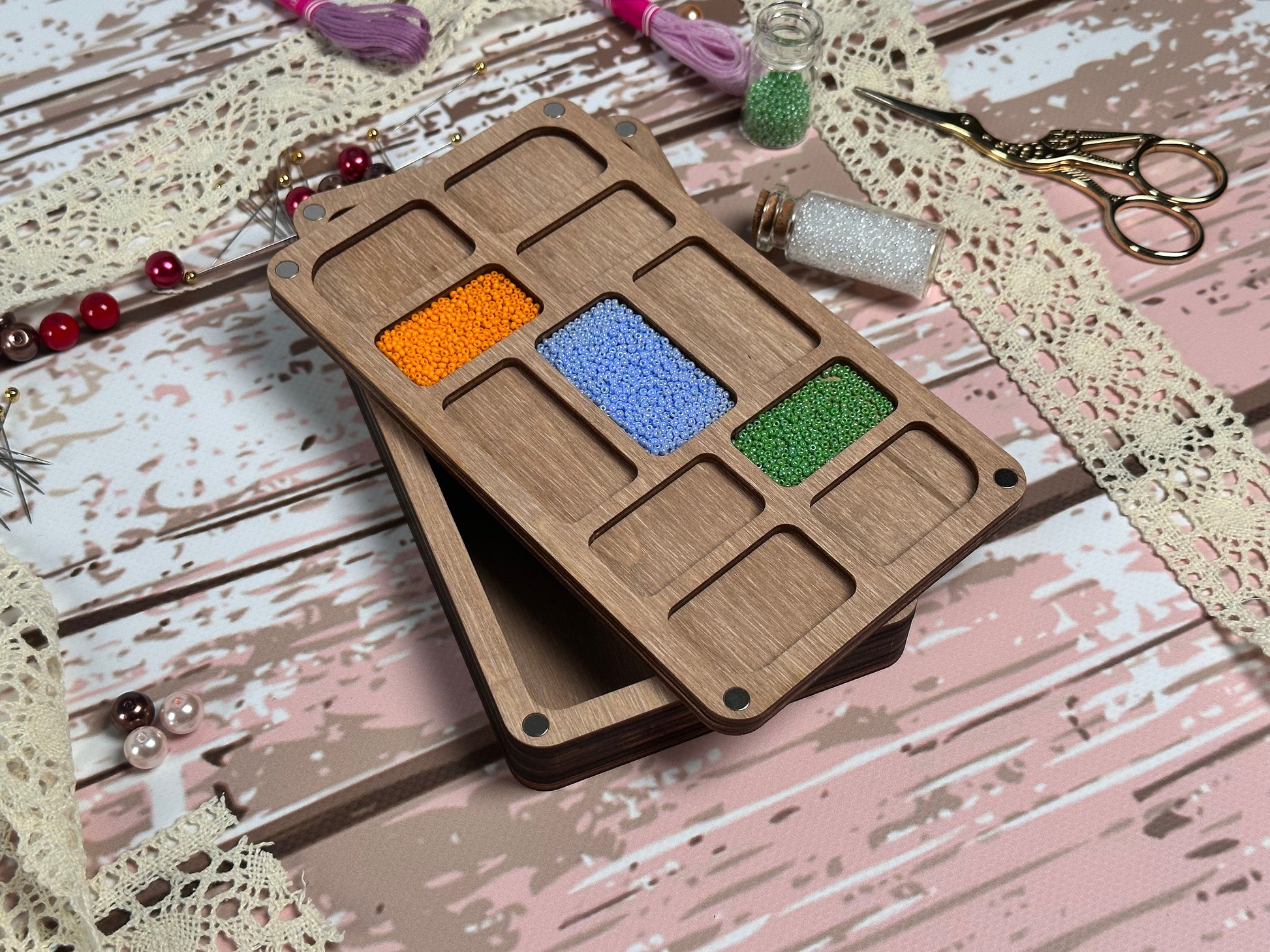 a close up of a wooden board game on a table