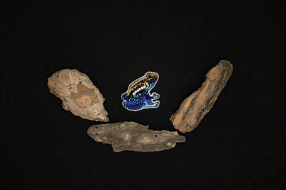 Blue Frog - Readymade Beaded Brooch