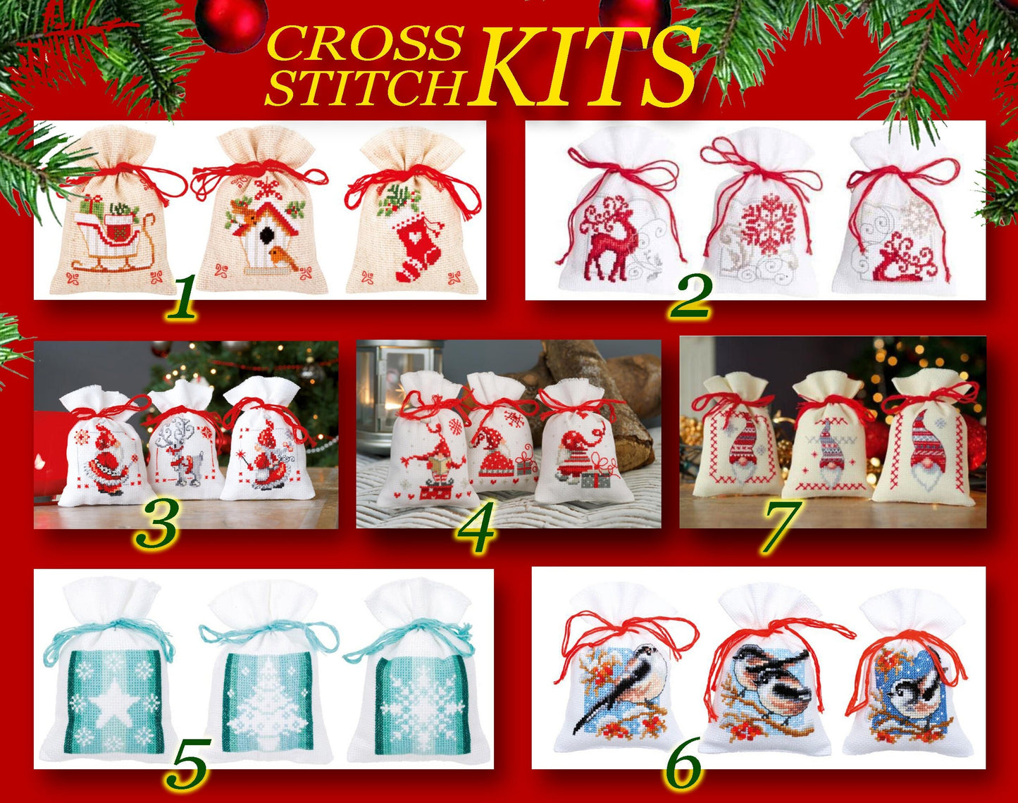 Christmas Sachet Bag Cross stitch Embroidery DIY Kits