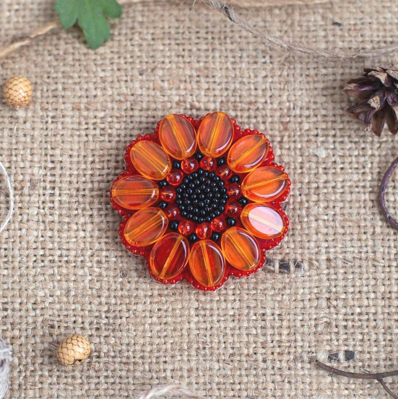 Gerbera - Readymade Beaded Brooch