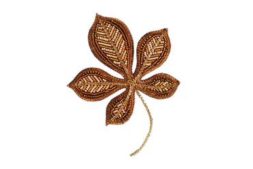 Chestnut Leaf - Readymade Beaded Brooch