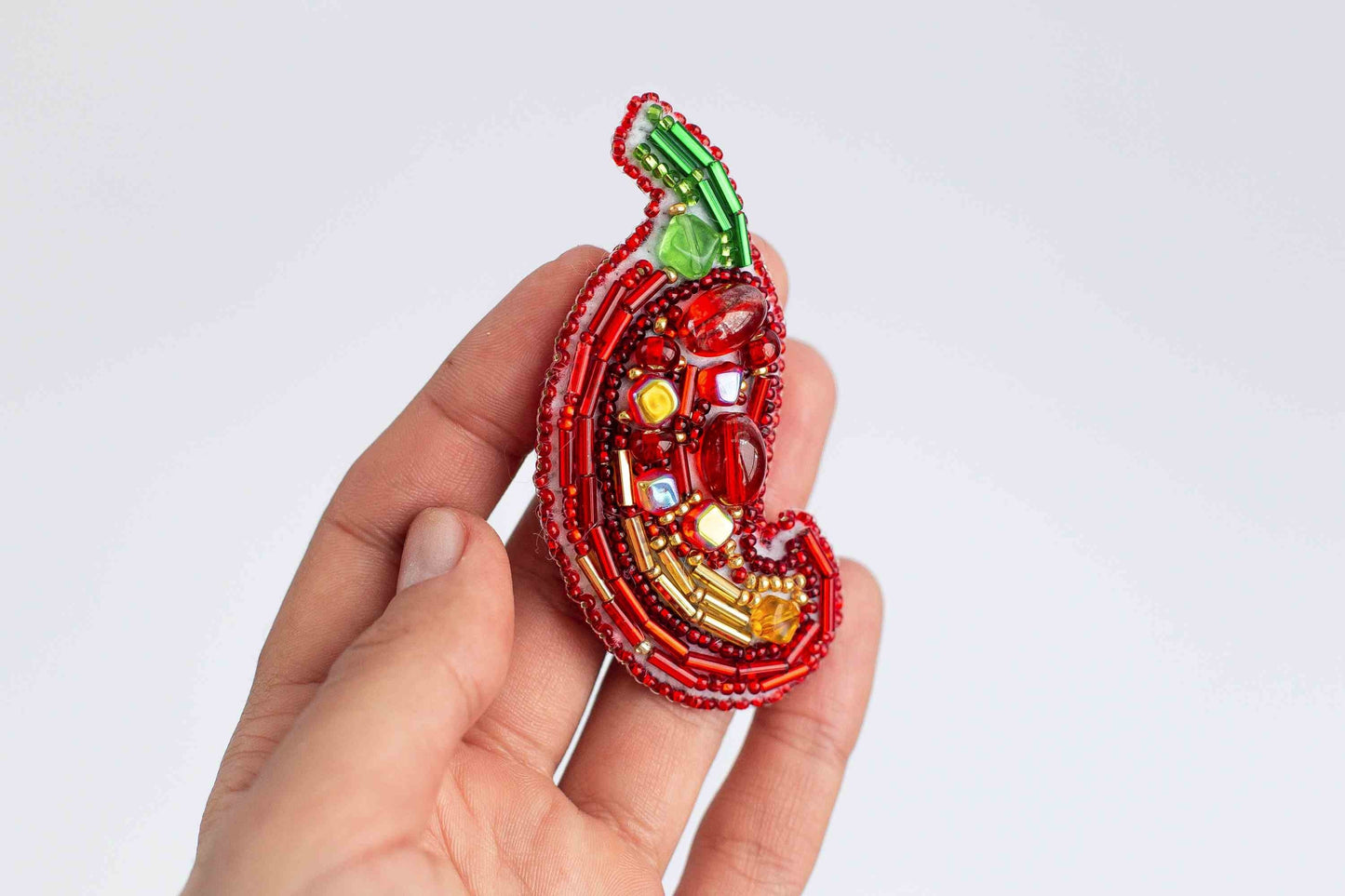 Red Chili Pepper - Readymade Beaded Brooch