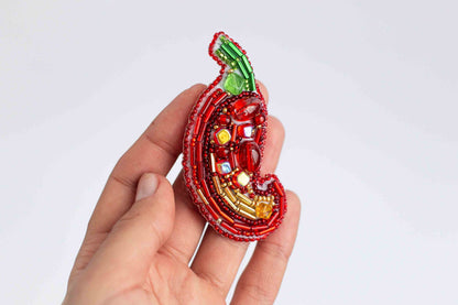 Red Chili Pepper - Readymade Beaded Brooch