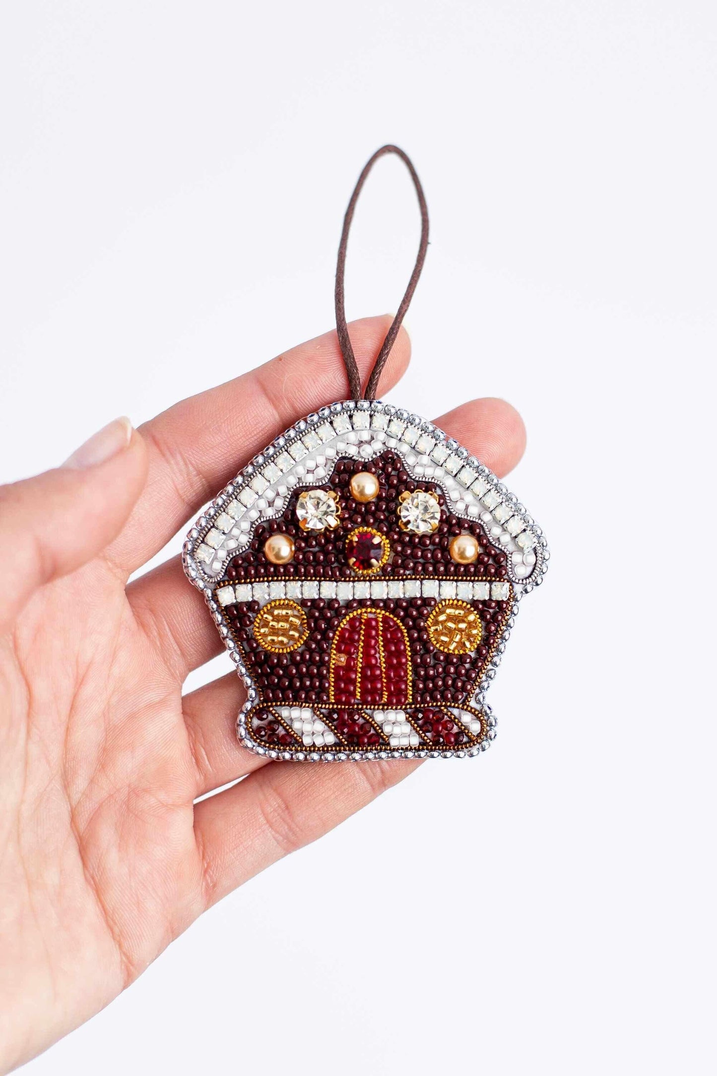 Gingerbread House - Readymade Beaded Brooch