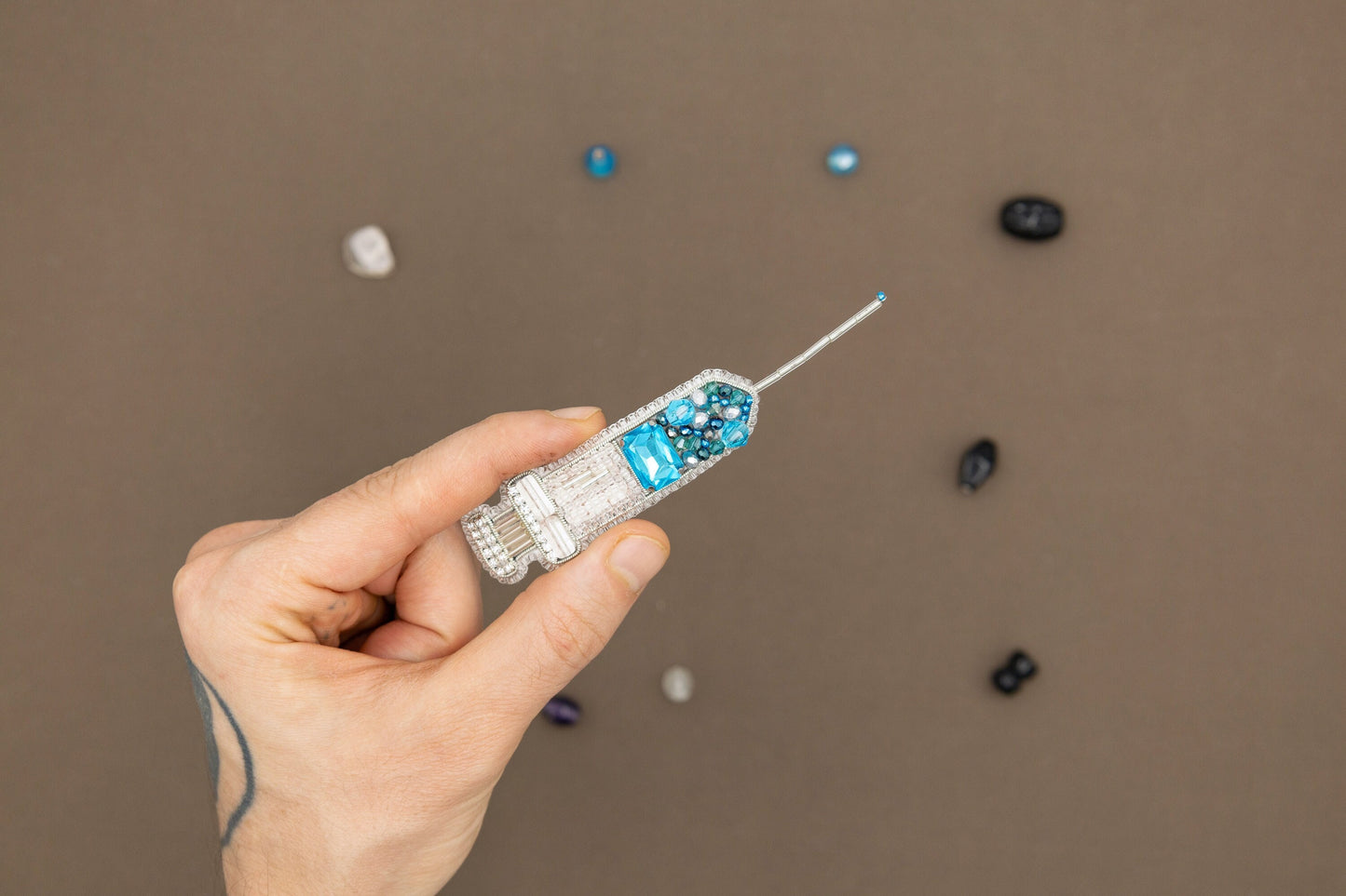Syringe - Readymade Beaded Brooch