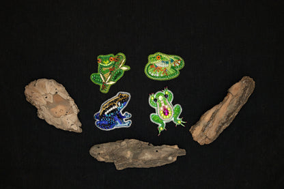 Bead Embroidery Kit - Set of 4 Frogs, DIY Craft kits, Cute Beaded Brooches, Jewelry Making Kits for Adults, Needlework beading