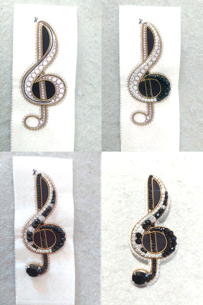 Bead Embroidery Kit Treble Clef. Seed Bead Brooch kit. DIY Craft kit. Musician Beading kit. Needlework beading. Handmade Jewelry Making Kit