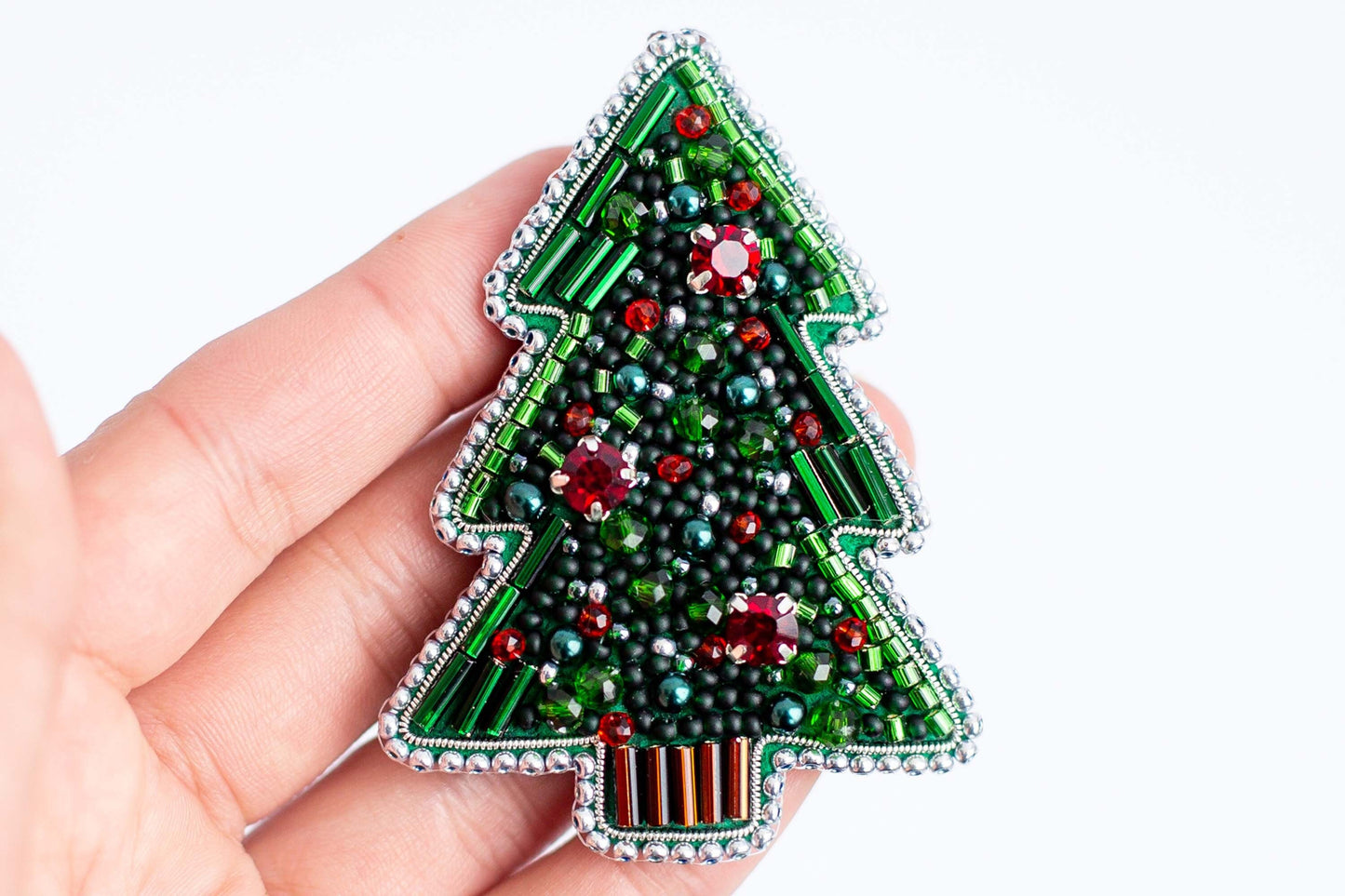 Bead Embroidery Kit Christmas Tree. Seed Bead Brooch kit. DIY Craft kit. Xmas Beading Kit. Needlework beading. Handmade Jewelry Making Kit