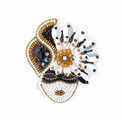 Bead Embroidery Kit Carnival Mask. Seed Bead Brooch kit. DIY Craft kit. Beading kit. Needlework beading. Handmade Jewelry Making Kit