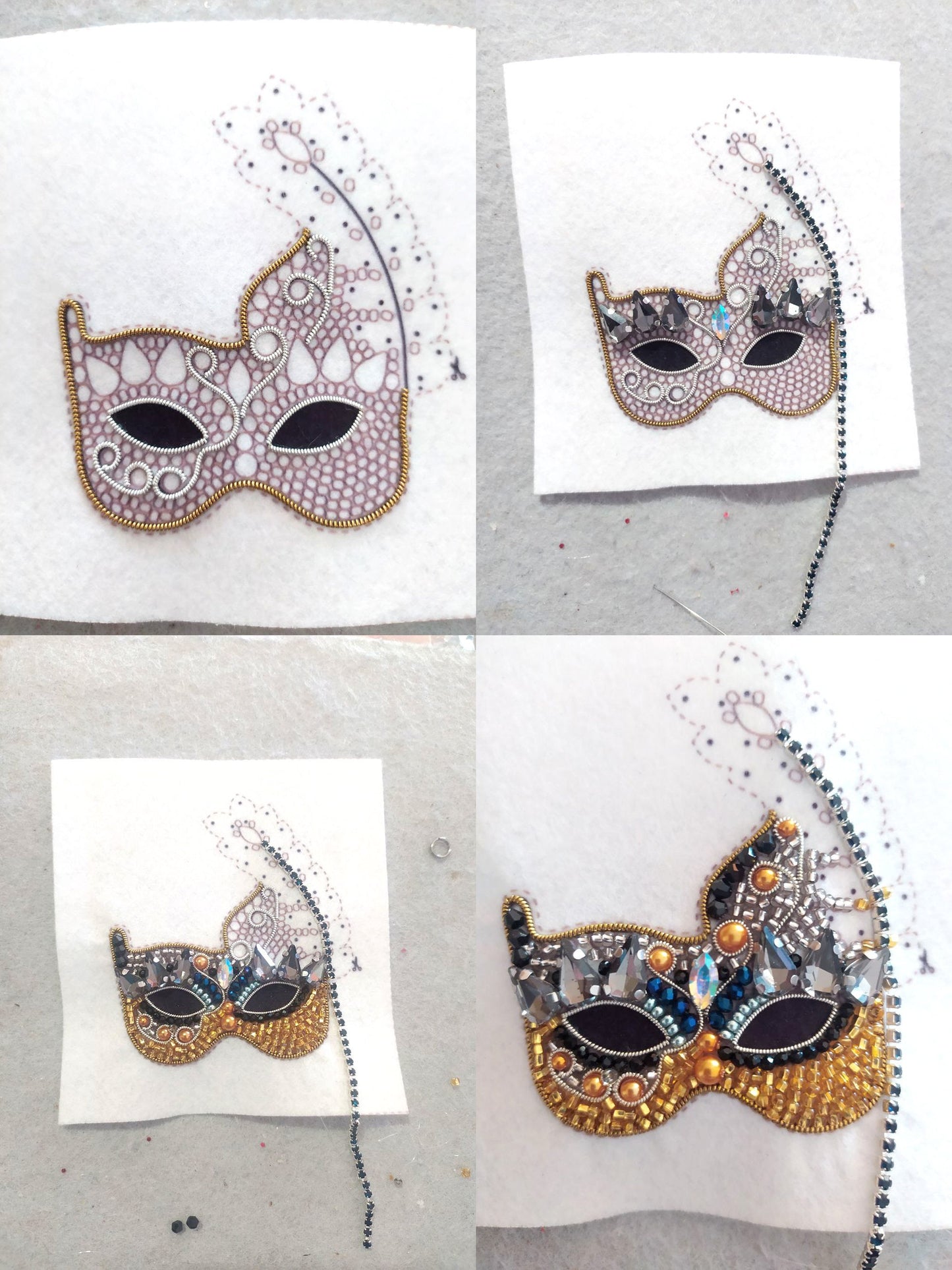 Bead Embroidery Kit Venetian Carnival Mask. Seed Bead Brooch kit. DIY Craft kit. Beading kit. Needlework beading Handmade Jewelry Making Kit