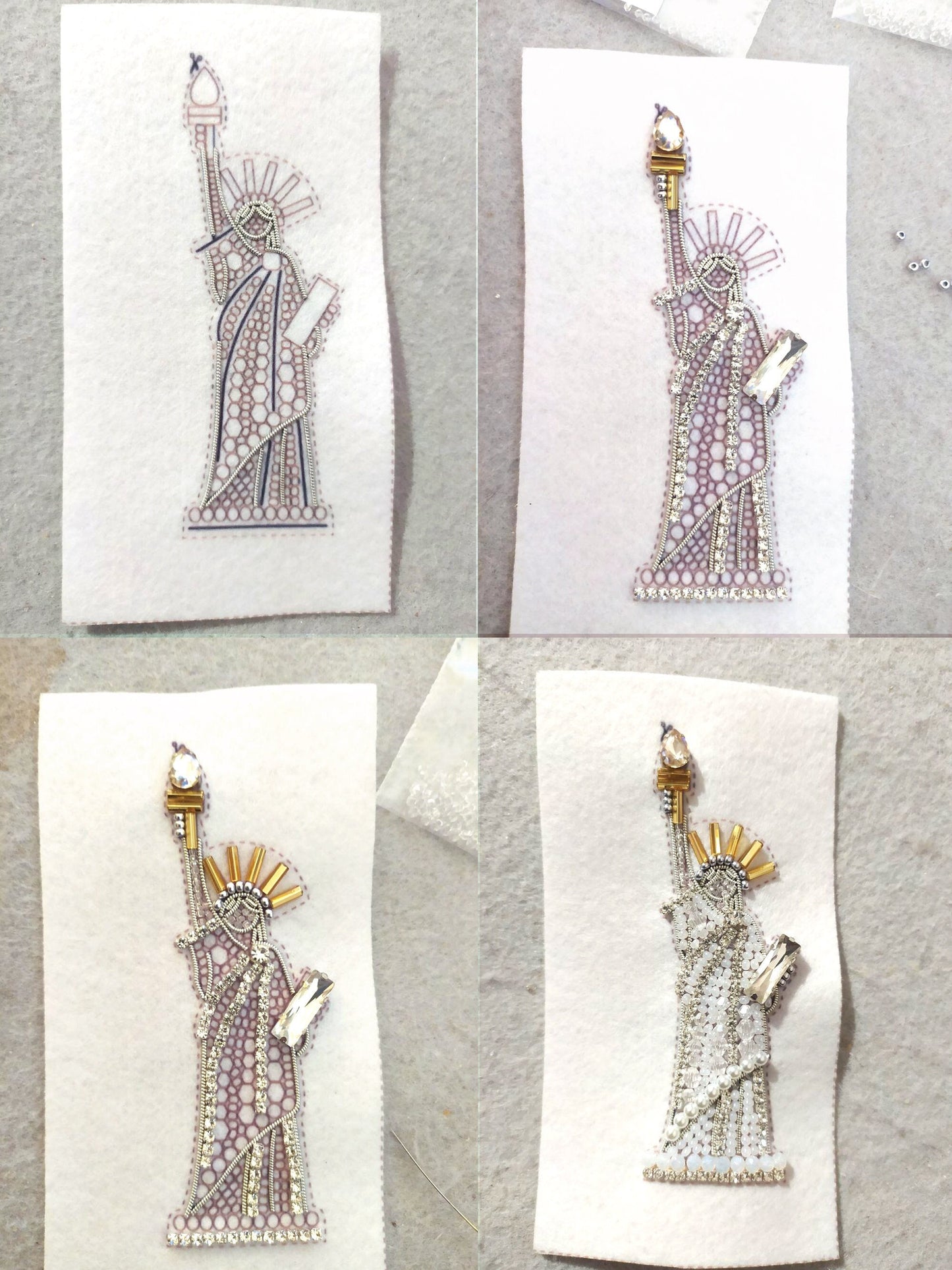 Bead Embroidery Kit Statue of Liberty. Seed Bead Brooch kit. DIY Craft kit. USA Beading kit. Needlework beading. Handmade Jewelry Making Kit