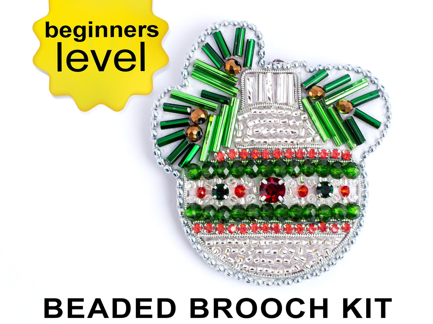 Bead Embroidery Kit Christmas Ball. Seed Bead Brooch kit. DIY Craft kit. Xmas Beading Kit. Needlework beading. Handmade Jewelry Making Kit