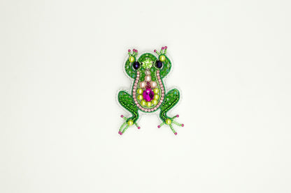 Bead Embroidery Kit - Set of 4 Frogs, DIY Craft kits, Cute Beaded Brooches, Jewelry Making Kits for Adults, Needlework beading