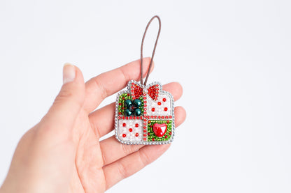 Bead Embroidery Kit Christmas Gift Box. Seed Bead Brooch kit. DIY Craft kit. Xmas Beading Kit. Needlework Handmade Jewelry Making Kit