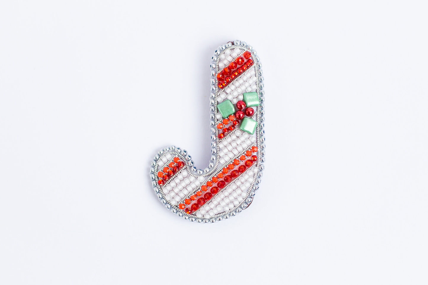 Bead Embroidery Kit Candy Cane. Seed Bead Brooch kit. DIY Craft kit. Xmas Beading Kit. Needlework beading. Handmade Jewelry Making Kit