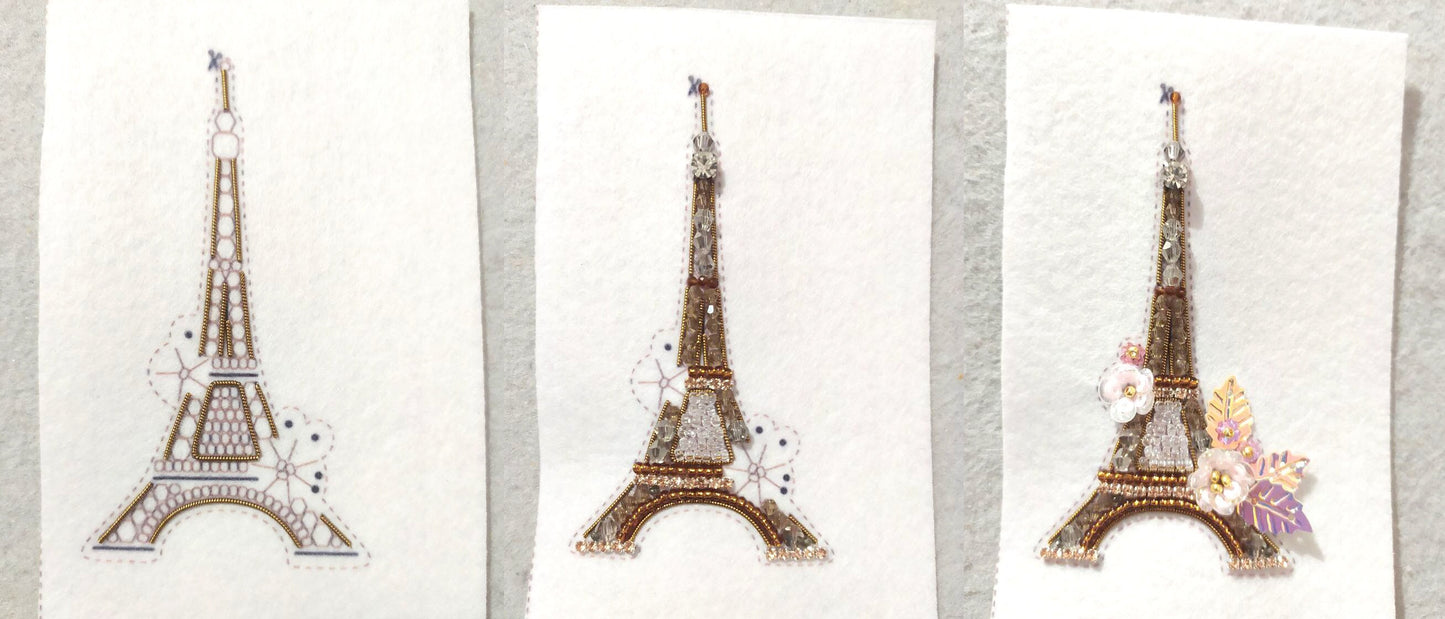 Bead Embroidery Kit Eiffel Tower. Seed Bead Brooch kit. DIY Craft kit. Paris Beading kit. Needlework beading. Handmade Jewelry Making Kit