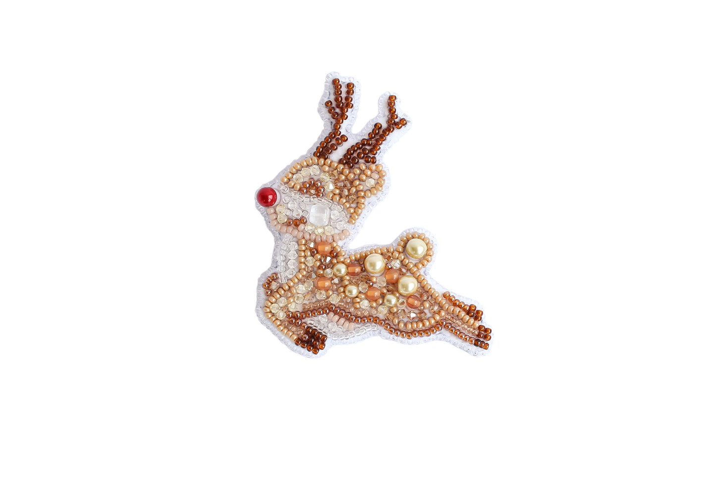 Bead Embroidery Kit Christmas Deer. Seed Bead Brooch kit. DIY Craft kit. Xmas Beading Kit. Needlework beading. Handmade Jewelry Making Kit