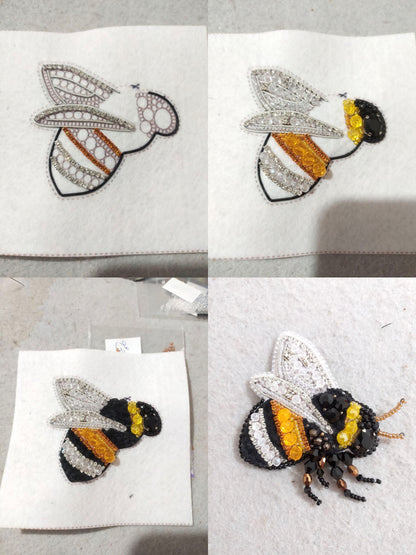 three pictures of a bee on a piece of paper