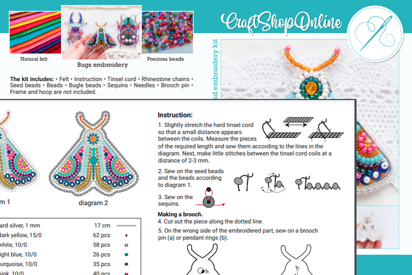 the instructions for a beaded dress are shown