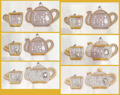 a collage of pictures of a teapot and a cup